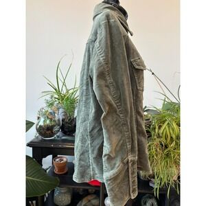 Vtg Tribal Green Corduroy Shirt womens Lg cotton gold snaps western cozy retro